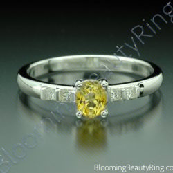 .64 ctw. Oval Yellow Sapphire and Princess Diamond Ring - cgrRG189