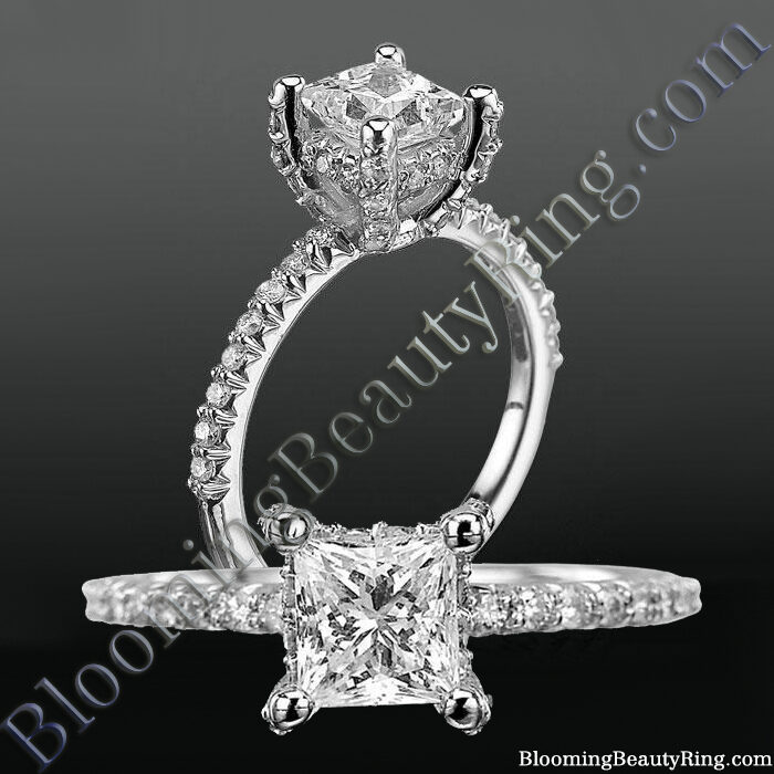 Petite diamond encrusted engagement ring