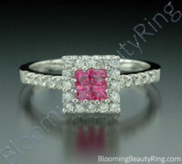 .76 ctw. Invisible Set with 4 Pink Sapphires and Diamond Ring