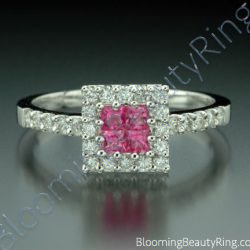 .76 ctw. Invisible Set with 4 Pink Sapphires and Diamond Ring - cgrRG3716