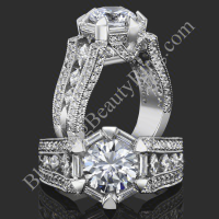 The Queens Crown Low Profile Vintage Inspired Round Engagement Ring - bbr272e
