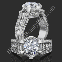 The Queens Crown Low Profile Vintage Inspired Round Engagement Ring - bbr272e