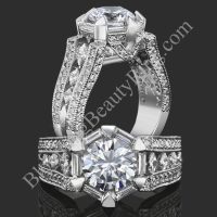 The Queens Crown Low Profile Vintage Inspired Round Engagement Ring - bbr272e