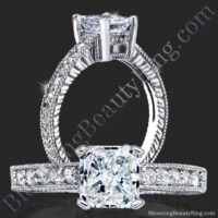 Pick Your Diamond Radiant Ring with Low Mounting and Custom Engraving