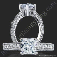 Pick Your Diamond Radiant Ring with Low Mounting and Custom Engraving