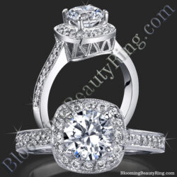.38 ctw. Halo and Millegrain Diamond Engagement Ring - bbr420