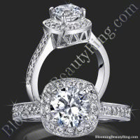 Just Her Style Round Halo Ring Micropave Diamonds Mill Grain Edges
