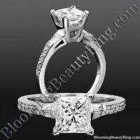 Round Pave and Channel Set Baguette Diamond Engagement Ring