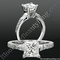 Round Pave and Channel Set Baguette Diamond Engagement Ring