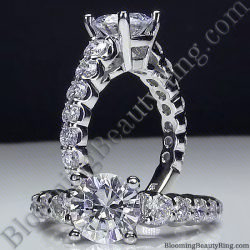 shared prong antique style engagement ring with large graduated diamonds new bbr593 - Blooming Beauty Ring
