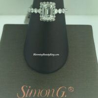 Simon G Contemporary Emerald Halo Engagement Ring - MR2088