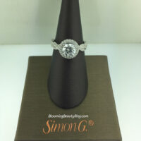 Simon G Twisted Diamond Halo Engagement Ring - MR2133