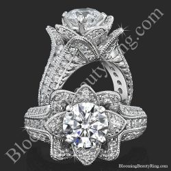 1.37 ctw. Small Hand Engraved Blooming Beauty Engagement Ring