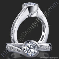 Unique Square Overlap Princess Ring with 28 Round Channel Set Diamonds