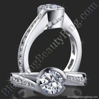 Spiral Wrap Deep Set Pave and Bezel Round Diamond Engagement Ring