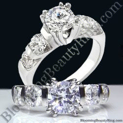 tension set large diamond curved 8 prong engagement ring 1 - Blooming Beauty Ring
