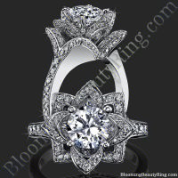 The Large Crimson Rose Flower Diamond Engagement Ring – bbr607