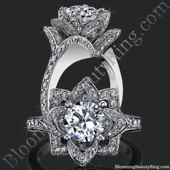 The Large Crimson Rose Flower Diamond Engagement Ring – bbr607
