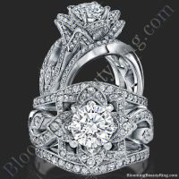 The Large Lotus Swan Double Band Flower Ring Set