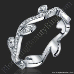 Large Lotus Leafy Diamond Wedding Band Laying Down Image