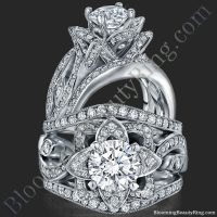 The Original Lotus Swan Double Band Flower Ring Set