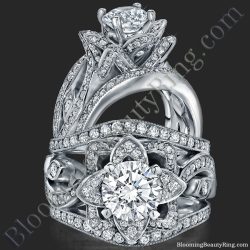 The Original Lotus Swan Double Band Flower Ring Set
