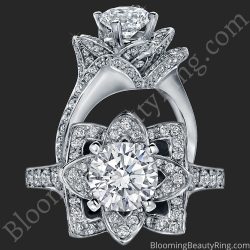 The Small Crimson Rose Flower Diamond Engagement Ring – bbr607-1
