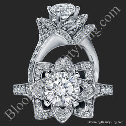 The Small Crimson Rose Flower Diamond Engagement Ring