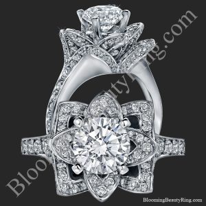 The Small Crimson Rose Flower Diamond Engagement Ring – bbr607-1