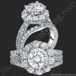 Triple Crown – Three Row Halo Diamond Engagement Ring Setting 2.15CTW – BBR-542