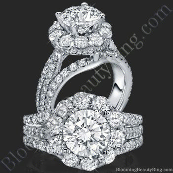 Triple Crown – Three Row Halo Diamond Engagement Ring Setting 2.15CTW – BBR-542