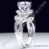Twist of Fate – 14k White gold – Diamond Engagement Ring – 6 Prong – Unique – Swirl – Pave