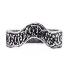 wb018bbr | Antique Filigree Wedding Band | Heavily Engraved | Floral Band