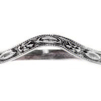 wb021bbr | Antique Filigree Wedding Band | Curved | Engraved | Flowers and Ovals