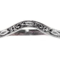 wb021bbr | Antique Filigree Wedding Band | Curved | Engraved | Flowers and Ovals - Blooming Beauty Ring