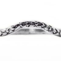 wb023bbr | Antique Filigree Wedding Band | Curved | Engraved | Sculptural Flowers