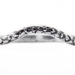 wb023bbr | Antique Filigree Wedding Band | Curved | Engraved | Sculptural Flowers - Blooming Beauty Ring