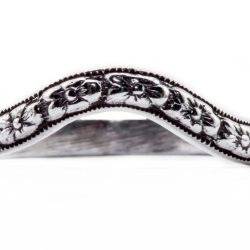 wb026bbr | Antique Filigree Wedding Band | Curved | Engraved | Thin Band with Flower Detailing - Blooming Beauty Ring