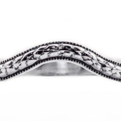 wb029bbr | Antique Filigree Wedding Band | Curved and Engraved | Tiny Flowers - Blooming Beauty Ring