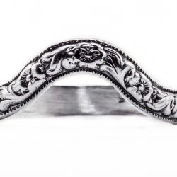 wb030bbr | Antique Filigree Wedding Band | Curved and Engraved | Flowers and Leafs - Blooming Beauty Ring