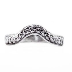 wb041bbr | Antique Filigree Wedding Band | Curved and Engraved | Shadow Band