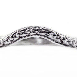 wb041bbr | Antique Filigree Wedding Band | Curved and Engraved | Shadow Band - Blooming Beauty Ring