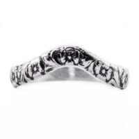 wb042bbr | Antique Filigree Wedding Band | Curved and Engraved | Flower Companion Band<br>$519