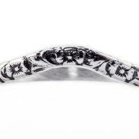 wb042bbr | Antique Filigree Wedding Band | Curved and Engraved | Flower Companion Band