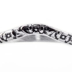 wb042bbr | Antique Filigree Wedding Band | Curved and Engraved | Flower Companion Band - Blooming Beauty Ring