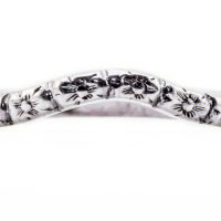 wb043bbr | Antique Filigree Wedding Band | Curved and Engraved | Flower and Ray Petals