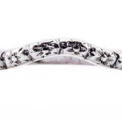 wb043bbr | Antique Filigree Wedding Band | Curved and Engraved | Flower and Ray Petals - Blooming Beauty Ring