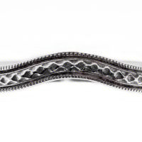 wb074bbr | Antique Filigree Wedding Band | Curved and Engraved | Continuous Milgrain Border