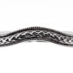 wb074bbr | Antique Filigree Wedding Band | Curved and Engraved | Continuous Milgrain Border - Blooming Beauty Ring