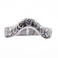 wb075bbr | Antique Filigree Wedding Band | Curved and Engraved | Floral<br>$706